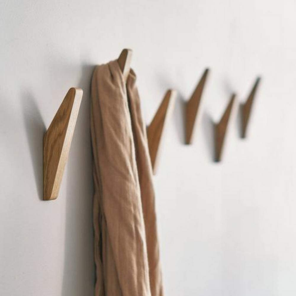 Emeja | Set van Wandhaken Nordhaak – 6 Minimalistische Houten Kledinghaken van Massief Hout