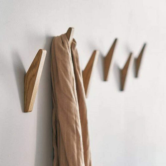 Emeja | Set van Wandhaken Nordhaak – 6 Minimalistische Houten Kledinghaken van Massief Hout