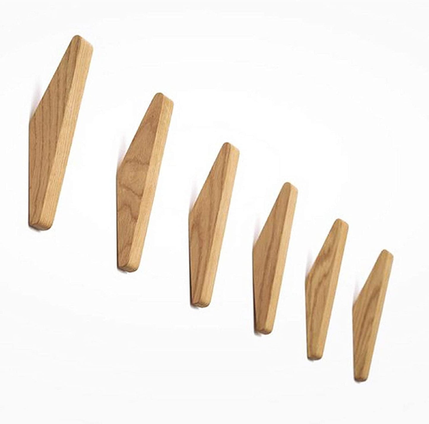 Emeja | Set van Wandhaken Nordhaak – 6 Minimalistische Houten Kledinghaken van Massief Hout