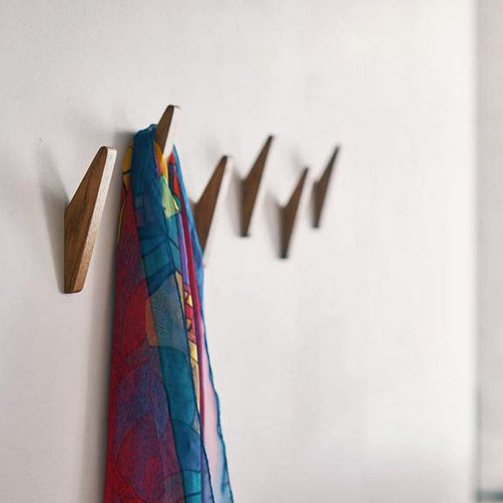Emeja | Set van Wandhaken Nordhaak – 6 Minimalistische Houten Kledinghaken van Massief Hout