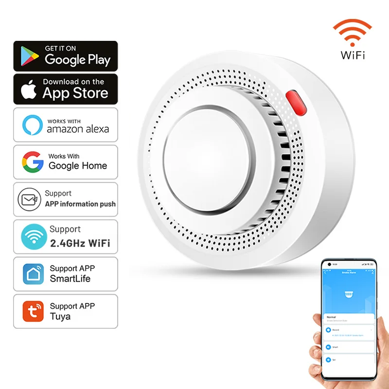 Emeja | Slimme WiFi Rookmelder Brandalarm 85dB – SafeSense