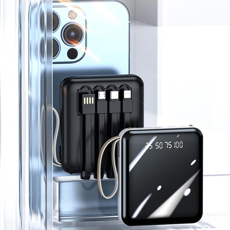 Emeja | Snelle Oplading 20000mAh Mini Powerbank met Geïntegreerde Kabels