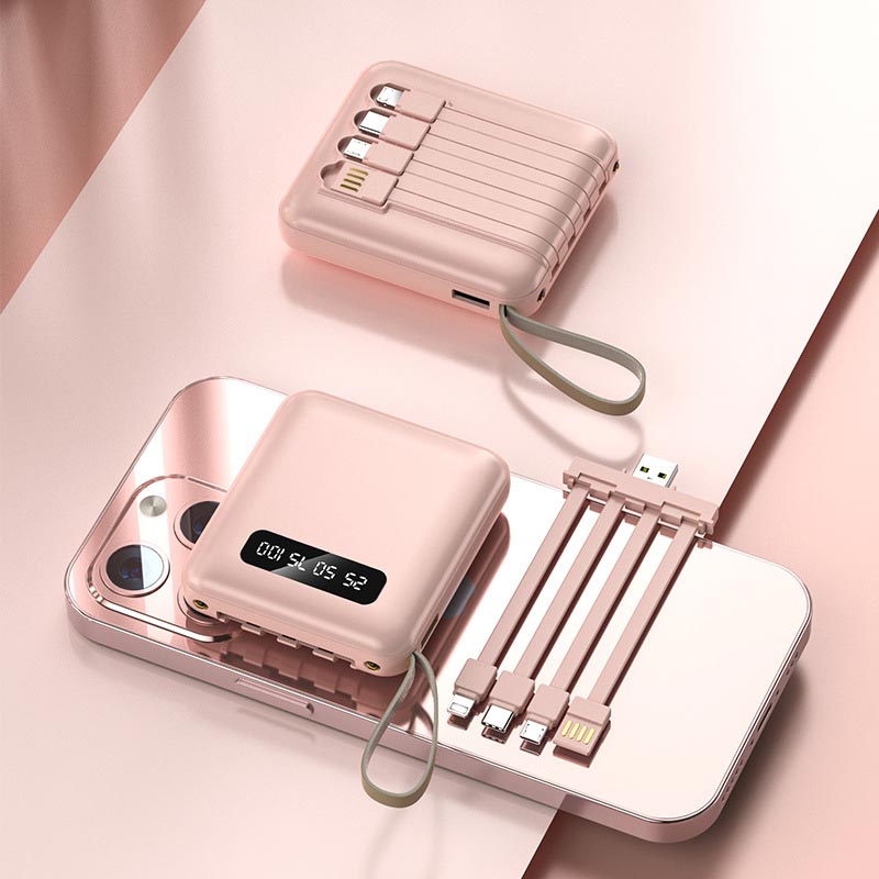 Emeja | Snelle Oplading 20000mAh Mini Powerbank met Geïntegreerde Kabels