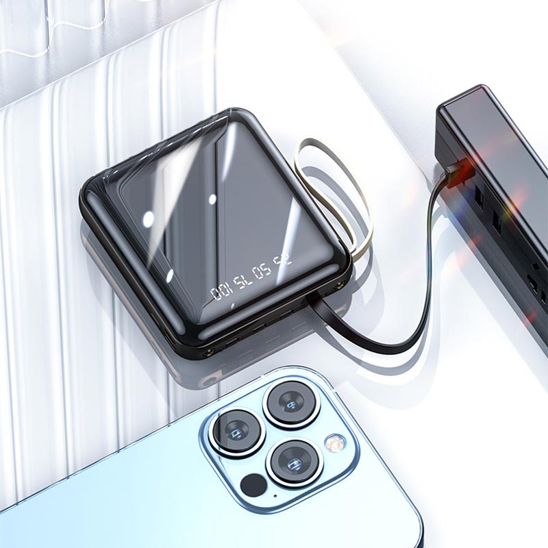 Emeja | Snelle Oplading 20000mAh Mini Powerbank met Geïntegreerde Kabels