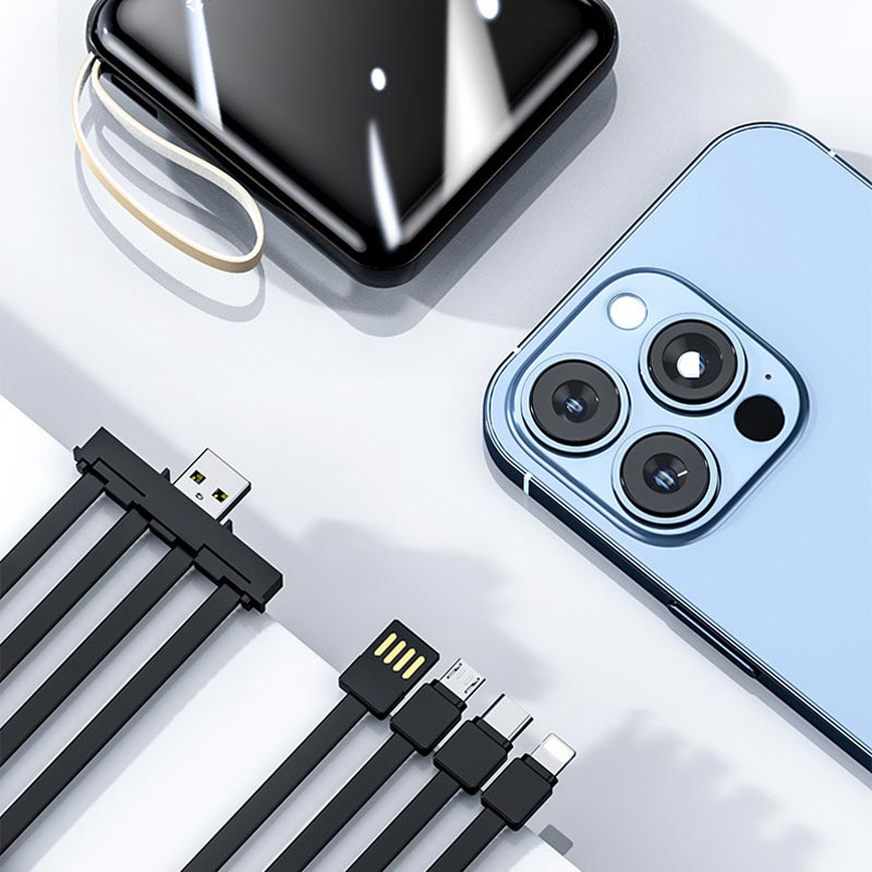 Emeja | Snelle Oplading 20000mAh Mini Powerbank met Geïntegreerde Kabels