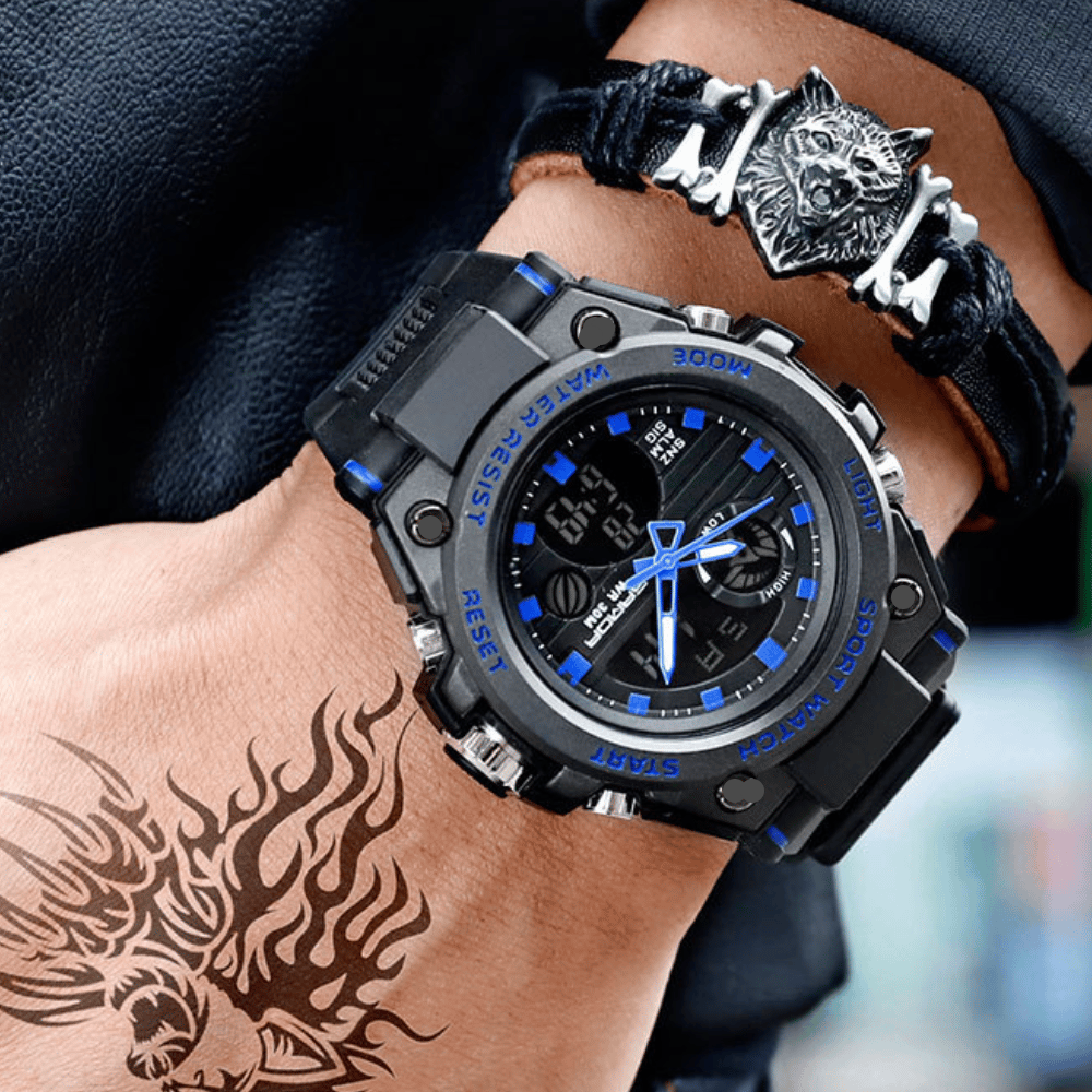 Emeja | Sportieve Dubbele Weergavemodus Multifunctionele Waterdichte Luminous Herenhorloge