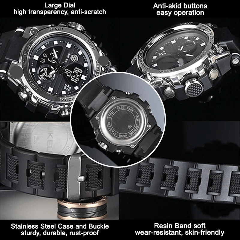 Emeja | Sportieve Dubbele Weergavemodus Multifunctionele Waterdichte Luminous Herenhorloge