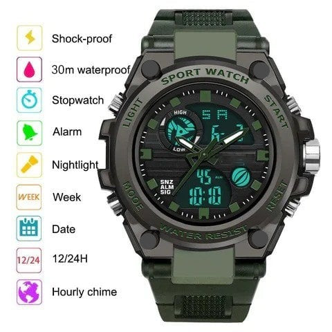 Emeja | Sportieve Dubbele Weergavemodus Multifunctionele Waterdichte Luminous Herenhorloge