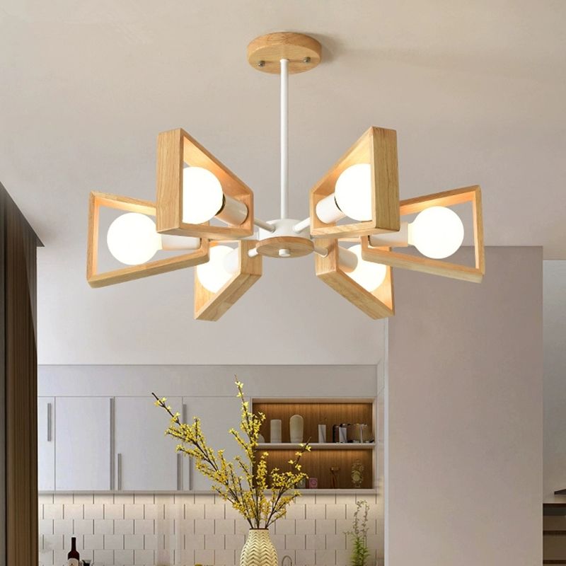 Emeja | Sputnik Kroonluchter van Hout | Modern Geometrisch Ontwerp
