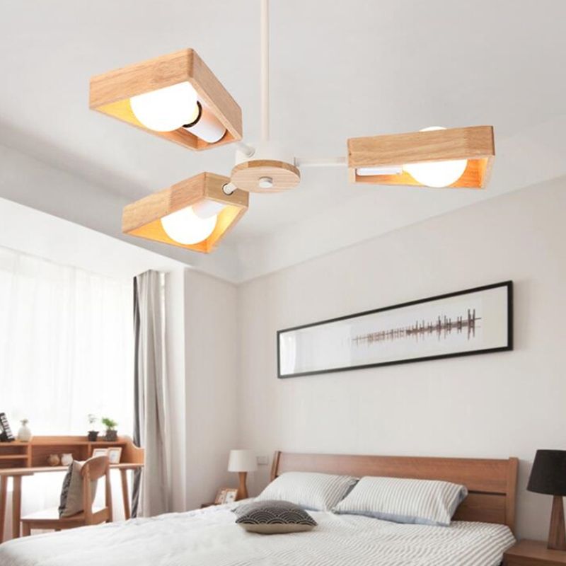Emeja | Sputnik Kroonluchter van Hout | Modern Geometrisch Ontwerp