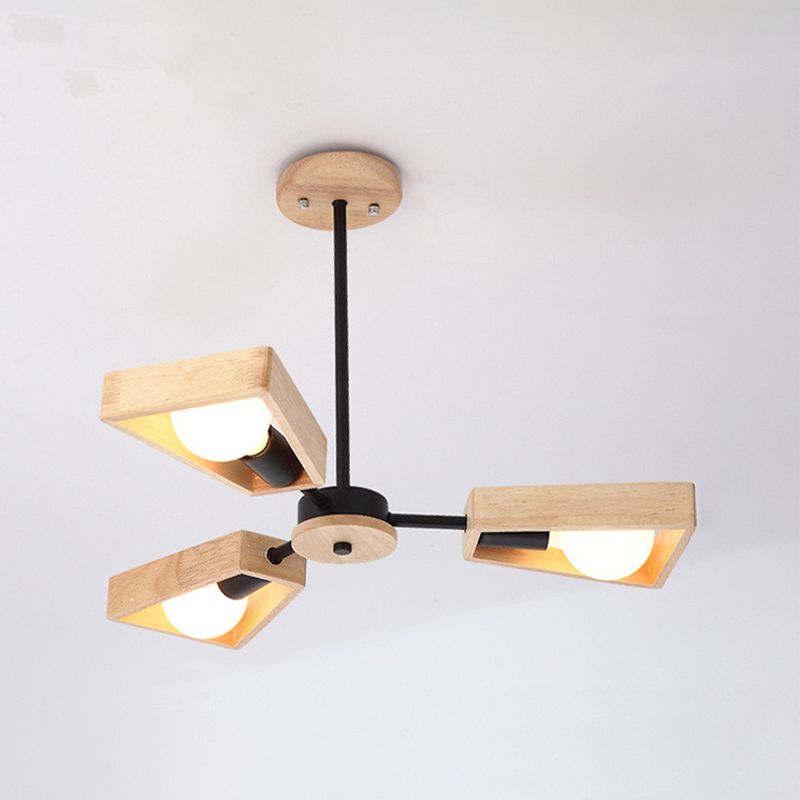 Emeja | Sputnik Kroonluchter van Hout | Modern Geometrisch Ontwerp