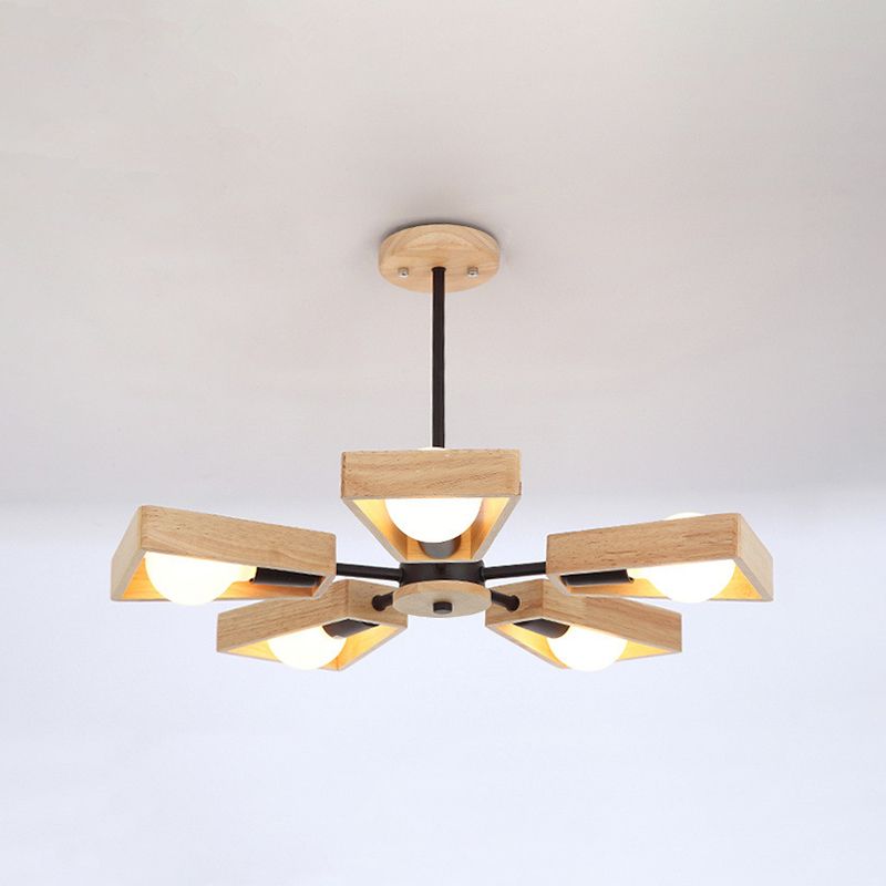 Emeja | Sputnik Kroonluchter van Hout | Modern Geometrisch Ontwerp