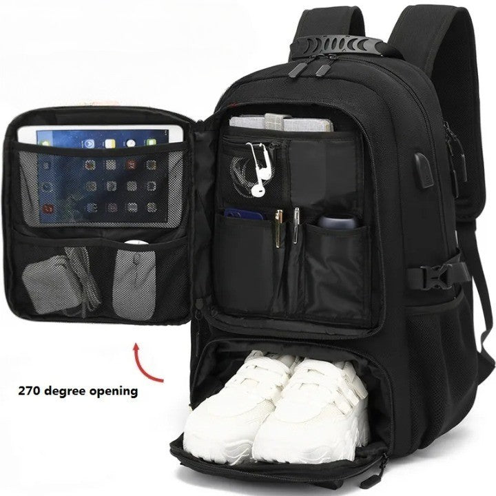 Emeja | Tech Trek Pro 50-80L – De ultieme rugzak met USB-opladen | Duurzaam en ruim