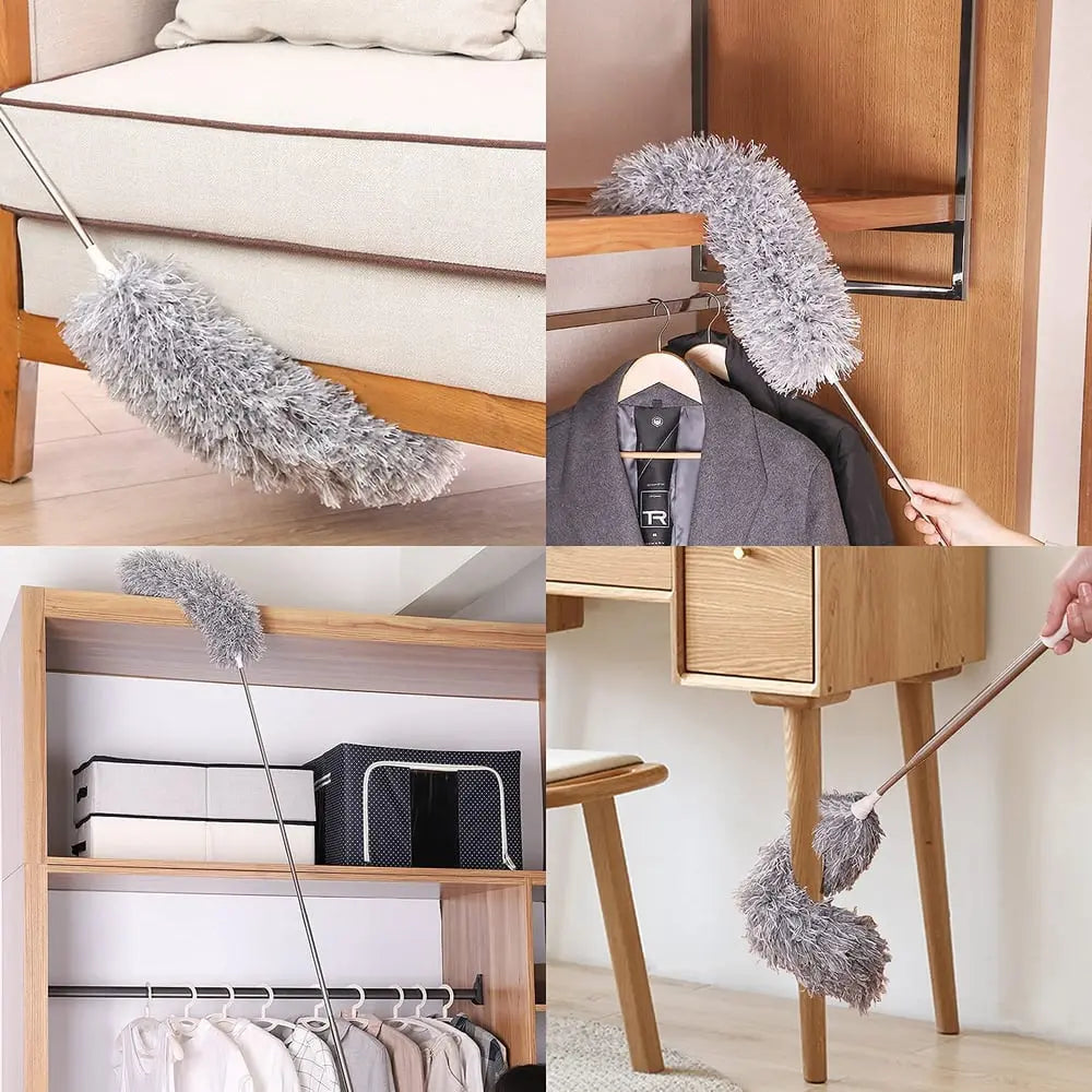 Emeja | Telescopische Stofdoek met Extra Lange Microvezelkop (Gratis 3 Vervangende Schoonmaakkoppen)