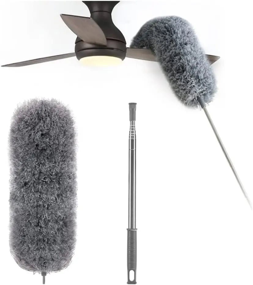 Emeja | Telescopische Stofdoek met Extra Lange Microvezelkop (Gratis 3 Vervangende Schoonmaakkoppen)