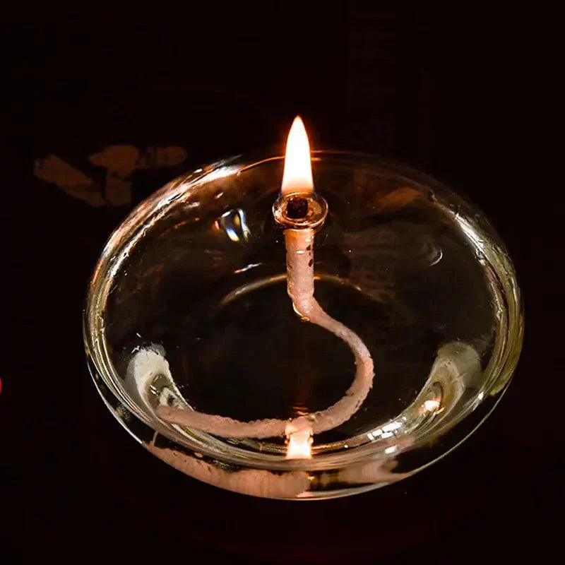 Emeja | Transparante Olielamp van Glas als Kaarsenhouder