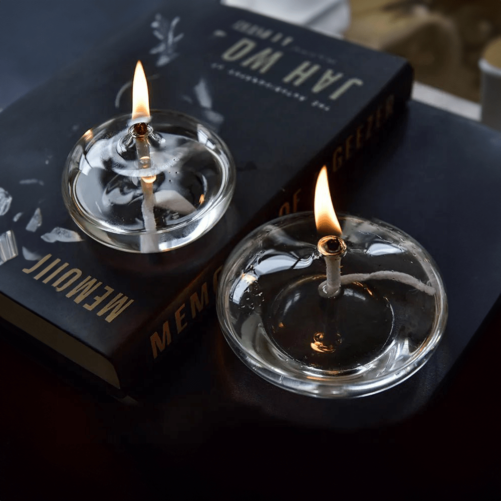 Emeja | Transparante Olielamp van Glas als Kaarsenhouder