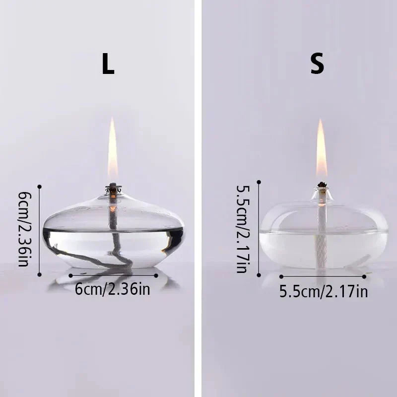Emeja | Transparante Olielamp van Glas als Kaarsenhouder