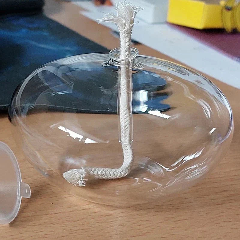 Emeja | Transparante Olielamp van Glas als Kaarsenhouder