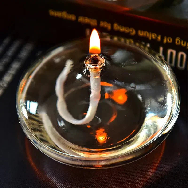 Emeja | Transparante Olielamp van Glas als Kaarsenhouder
