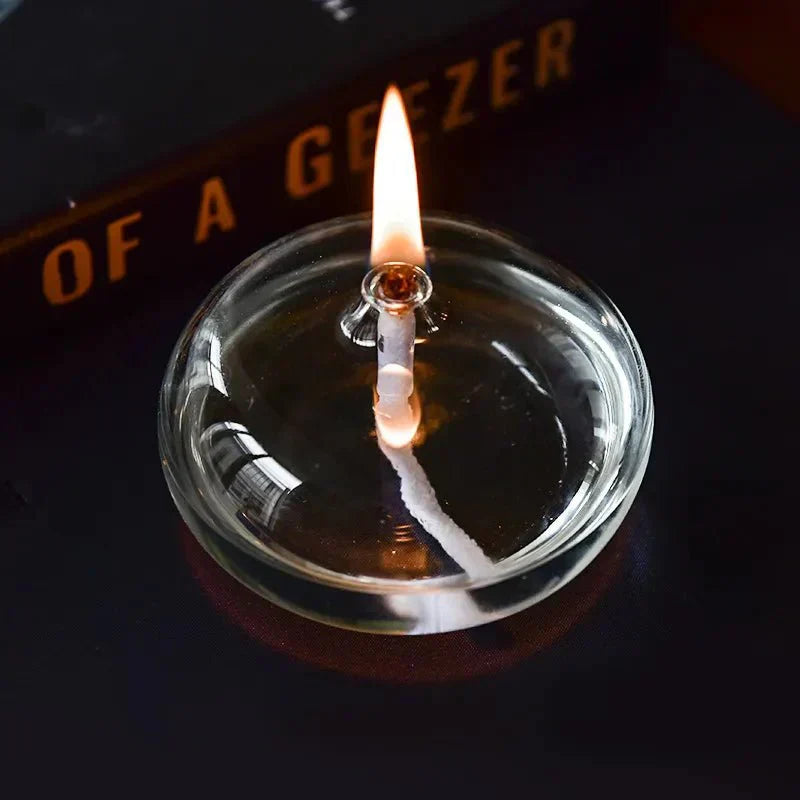 Emeja | Transparante Olielamp van Glas als Kaarsenhouder