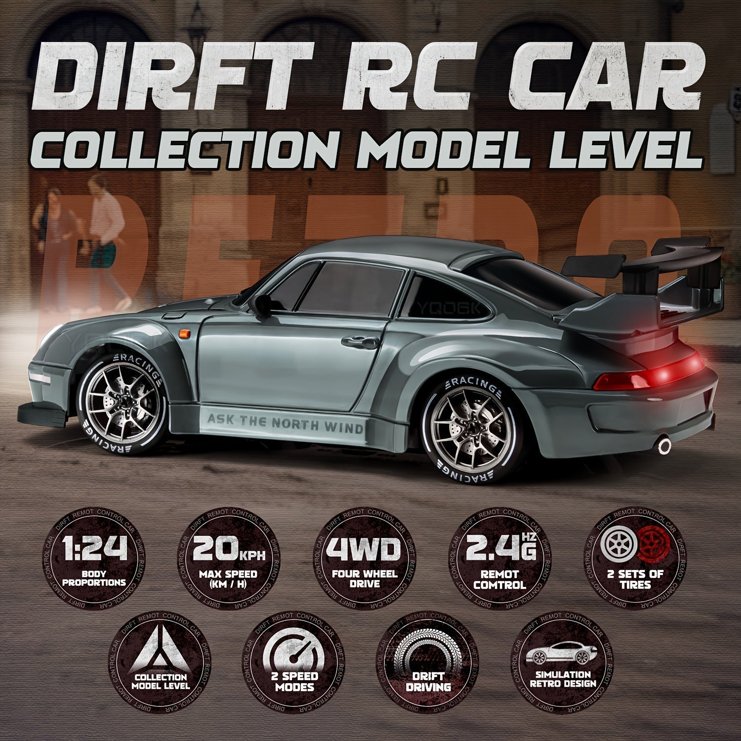 Emeja | Ultieme 1:24 RC Drift Auto met LED Wielen – Oplaadbaar 4WD Race Speelgoed