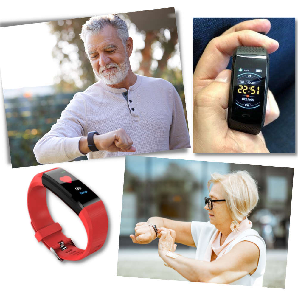 Emeja | VitaWatch | Senior Smartwatch met Gezondheidsmonitor en Groot LED-scherm