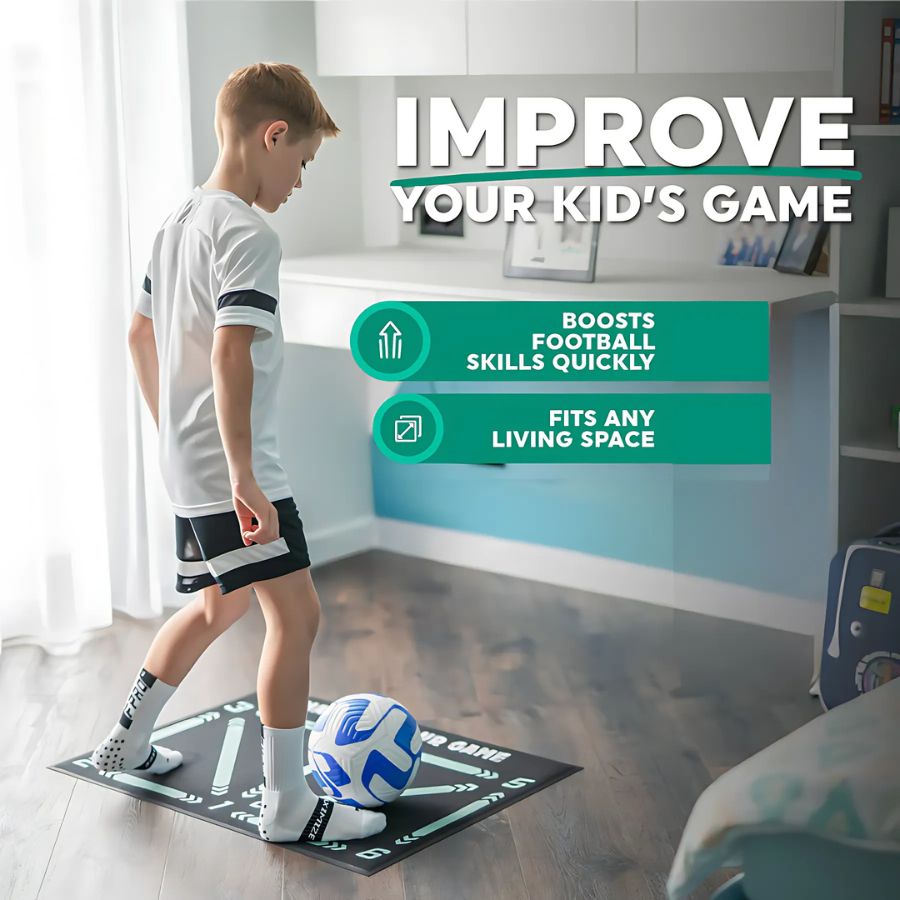 Emeja | Voetbal Pro Trainingsmat | Antislip, 2x2m Ruimte voor Vaardigheidsverbetering en Thuistraining