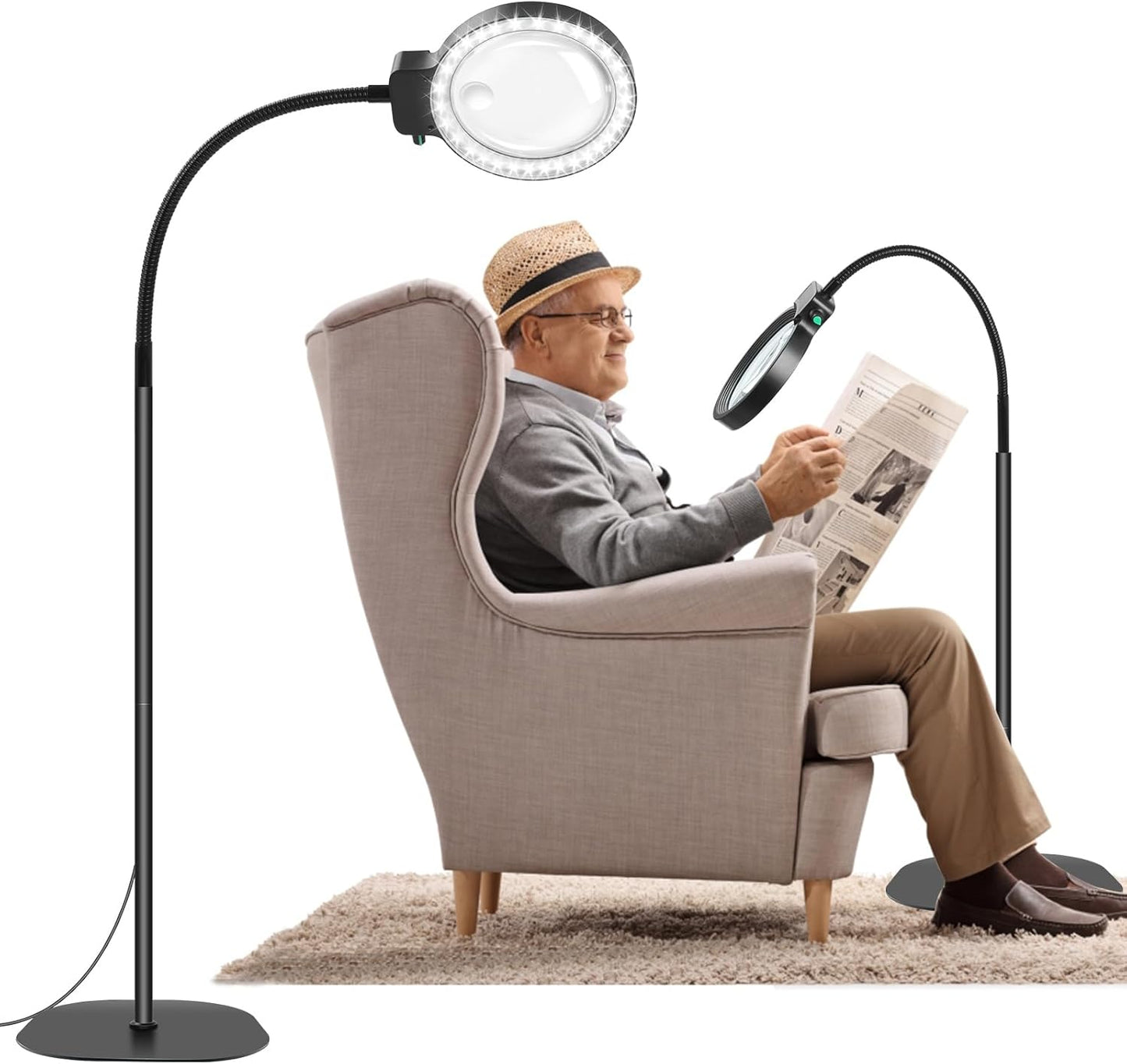 Emeja | Volledigzijdige Vergrootglas met LED Licht – Handsfree Leeshulpmiddel voor Boeken, Hobby's en Ambachten