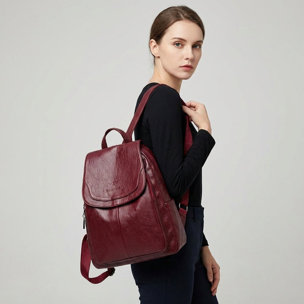 Emeja | Vrouwen Gestructureerde Rugzak met Flap Sluiting