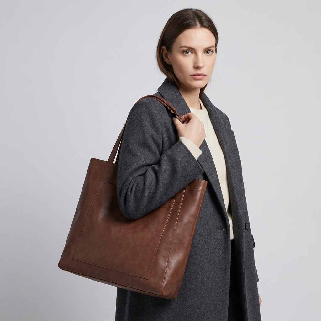 Emeja | Vrouwen Gestructureerde Tote Bag met Buitenste Vakken