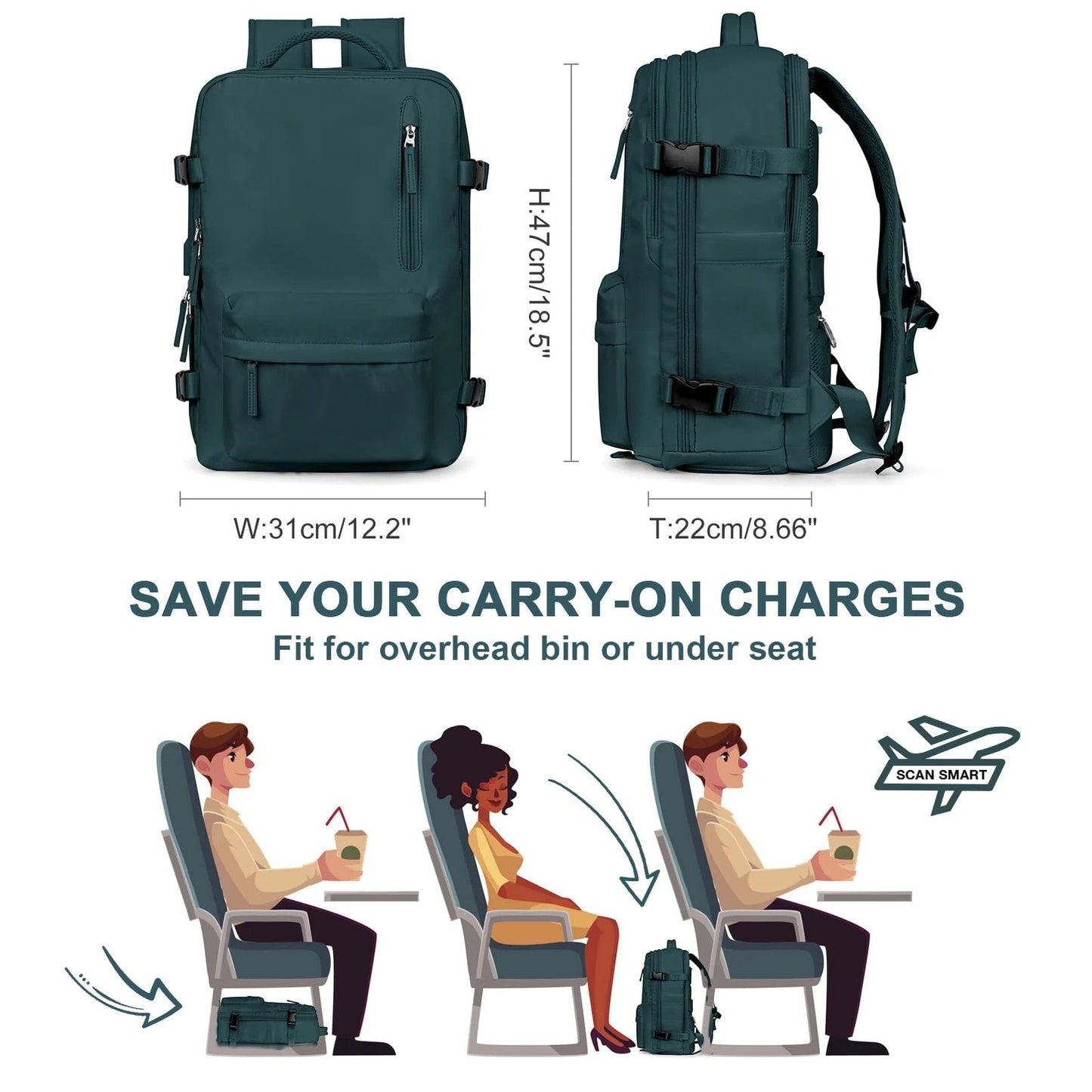 Emeja | Vrouwen Grote Reisrugzak – Waterdichte Wandelen Rugzak | Diefstalbestendig
