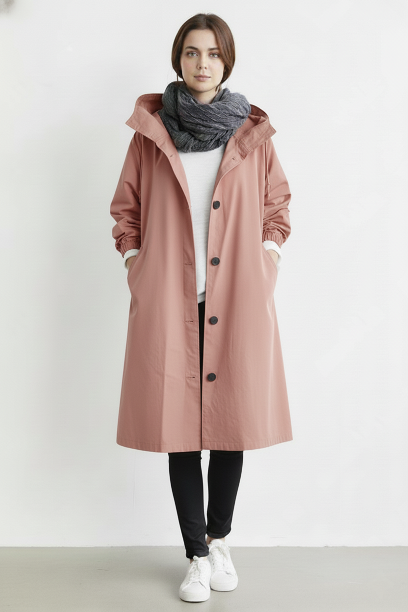 Emeja | Wind- en Waterdichte Trenchcoat voor Dames – Met Kap voor Herfst & Winter