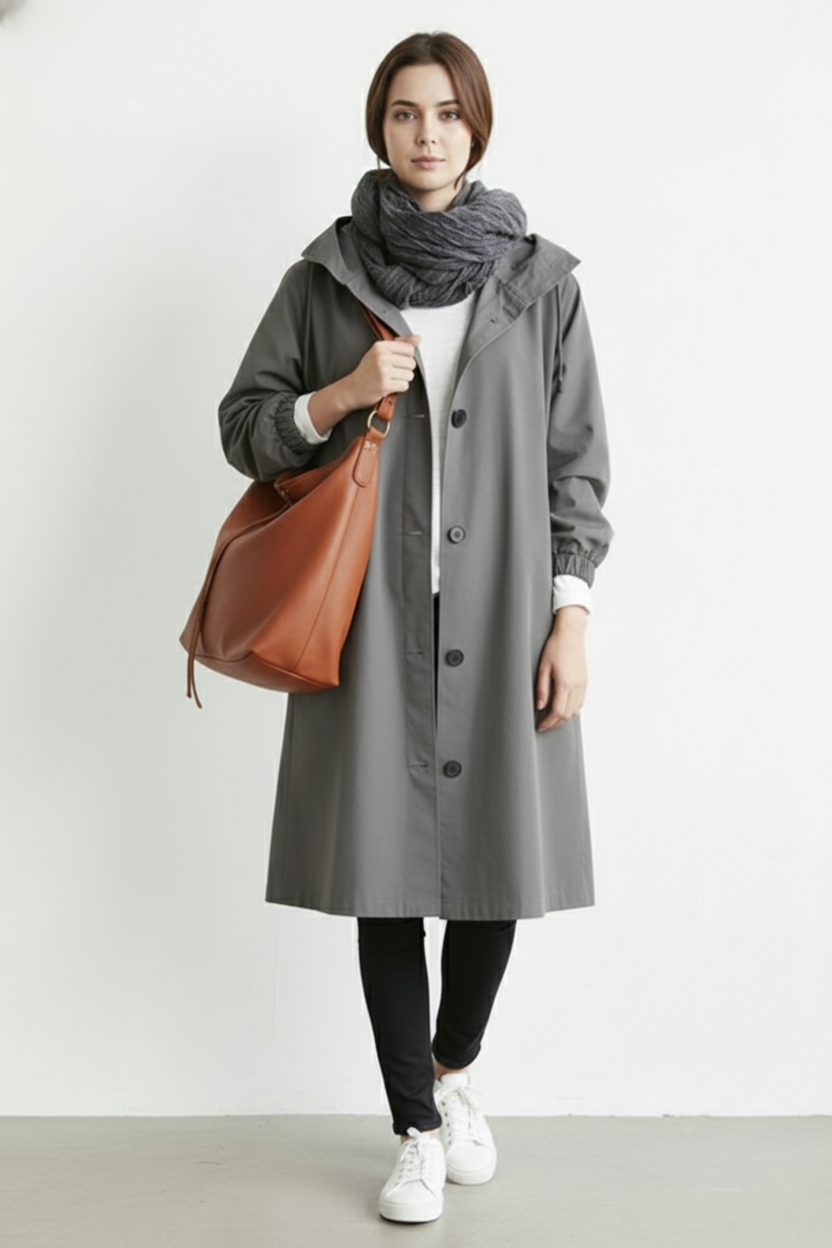 Emeja | Wind- en Waterdichte Trenchcoat voor Dames – Met Kap voor Herfst & Winter