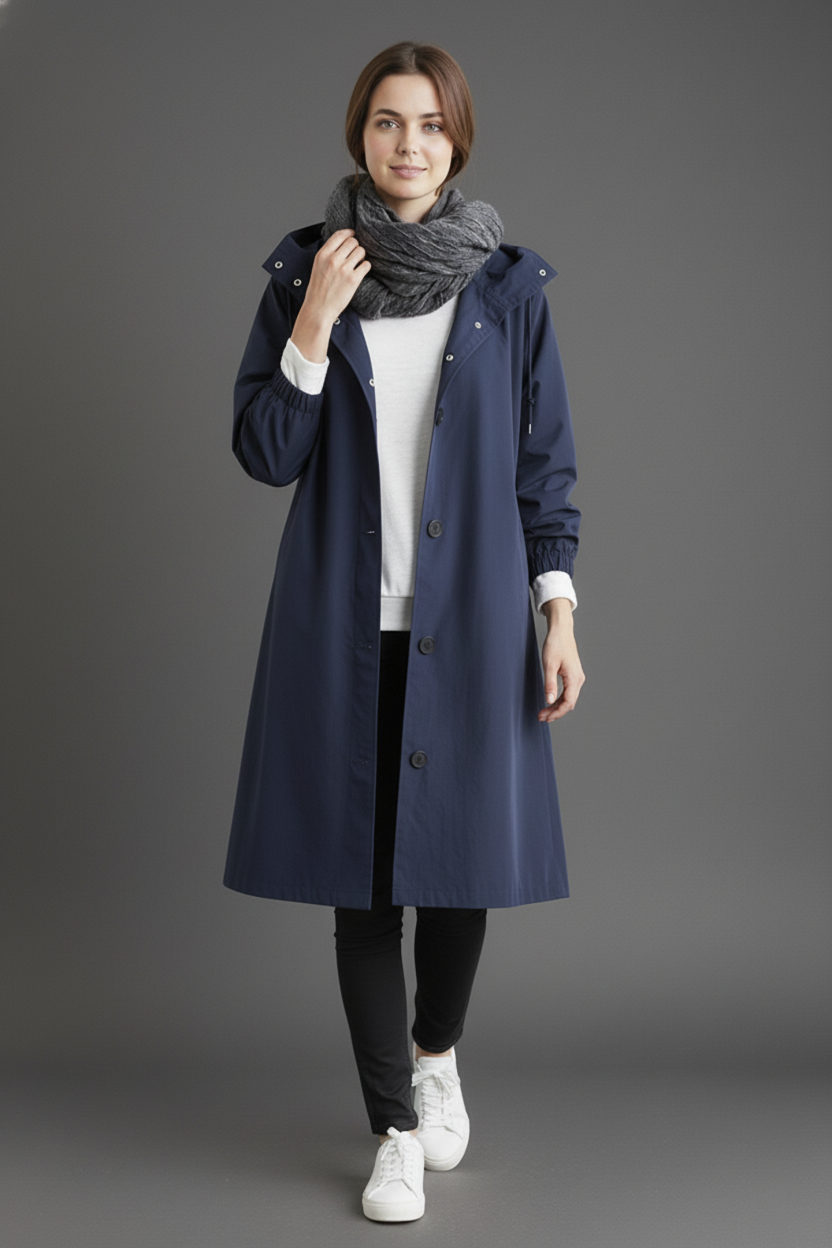 Emeja | Wind- en Waterdichte Trenchcoat voor Dames – Met Kap voor Herfst & Winter
