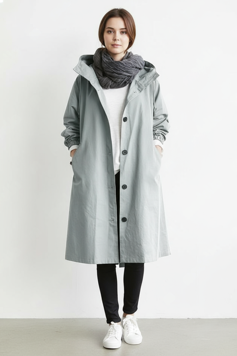 Emeja | Wind- en Waterdichte Trenchcoat voor Dames – Met Kap voor Herfst & Winter