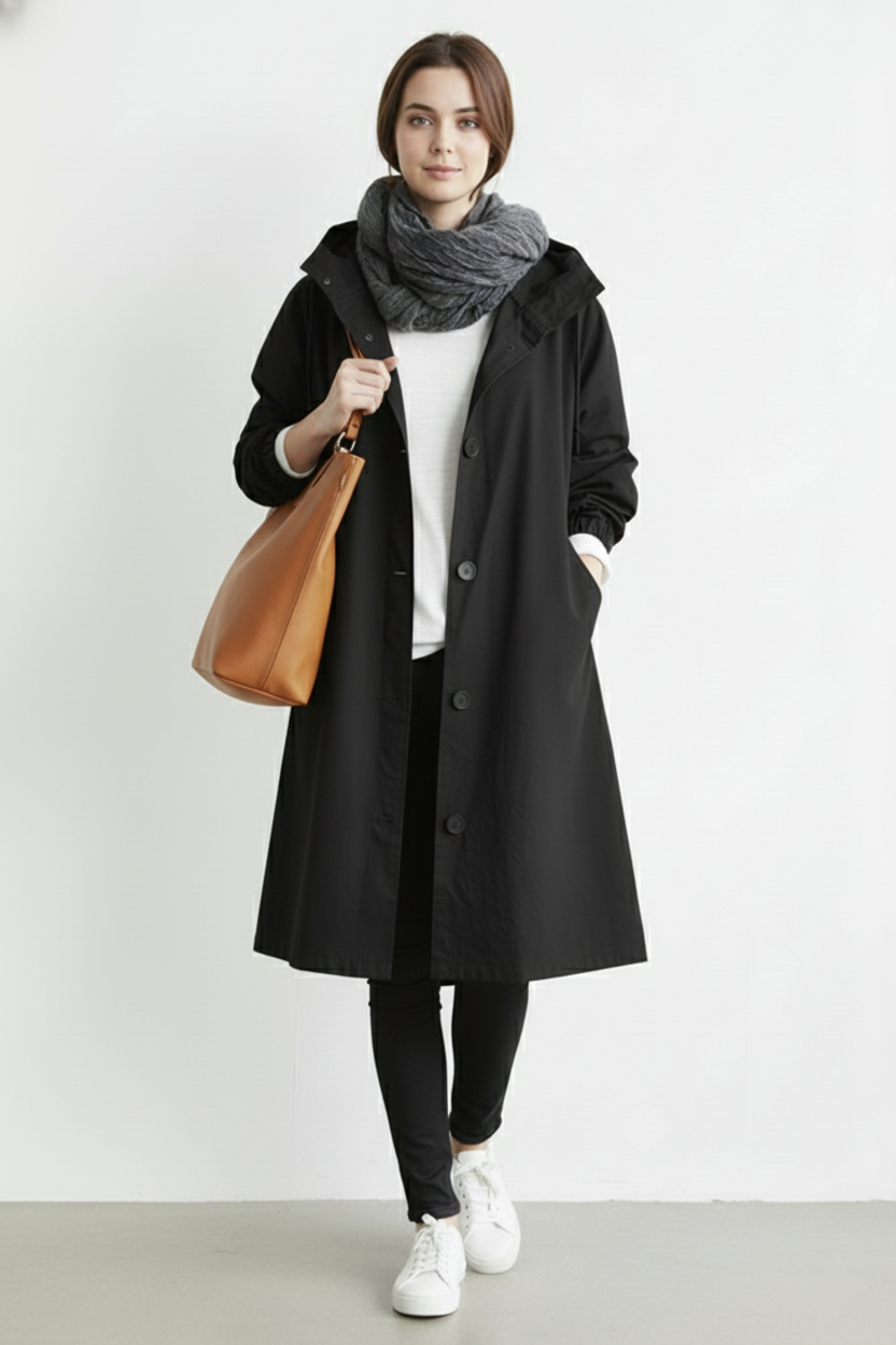 Emeja | Wind- en Waterdichte Trenchcoat voor Dames – Met Kap voor Herfst & Winter