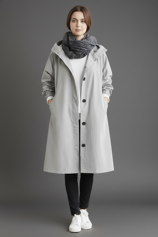 Emeja | Wind- en Waterdichte Trenchcoat voor Dames – Met Kap voor Herfst & Winter