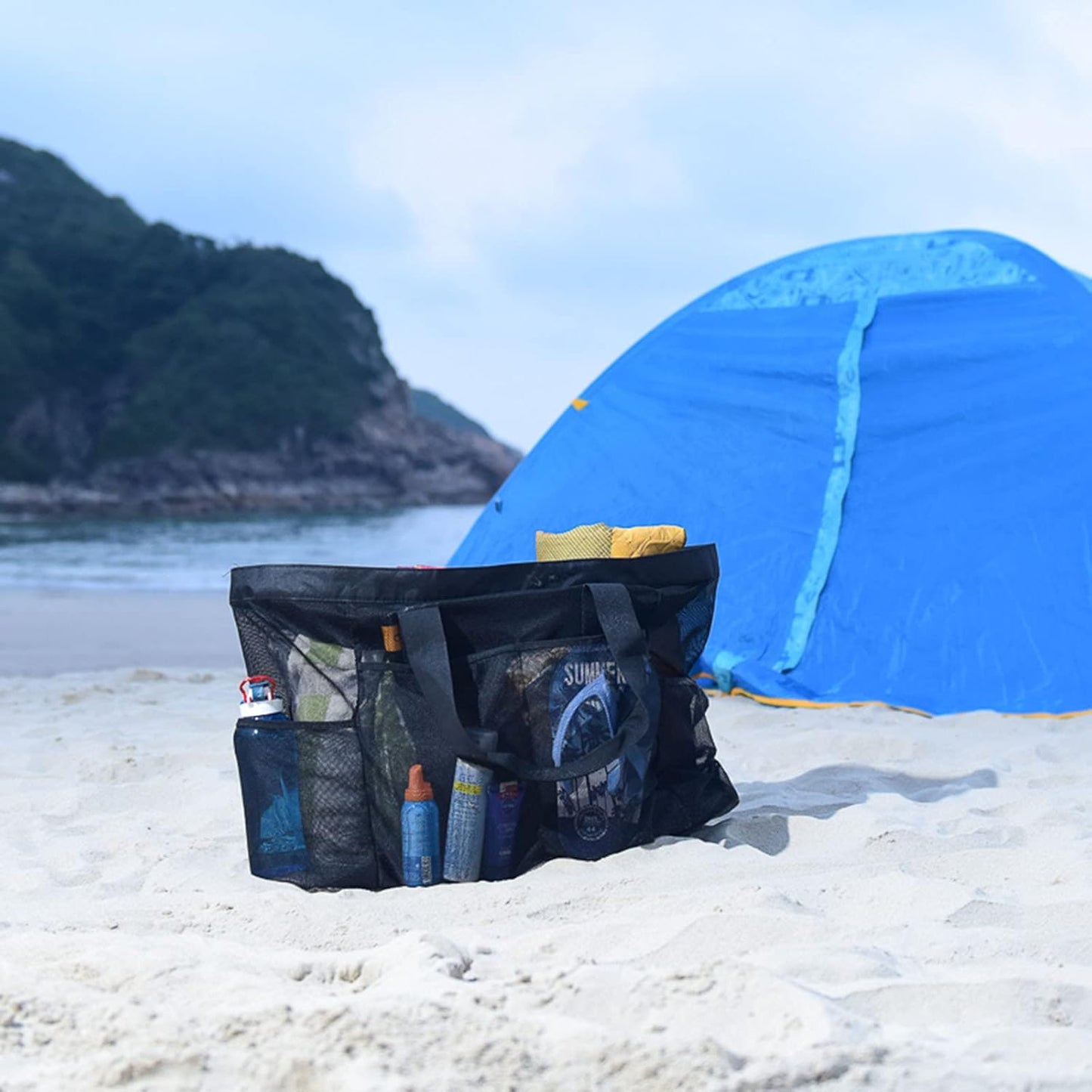 Extra-Grote Mesh Strandtas met Rits – Zandbestendige Draagtas