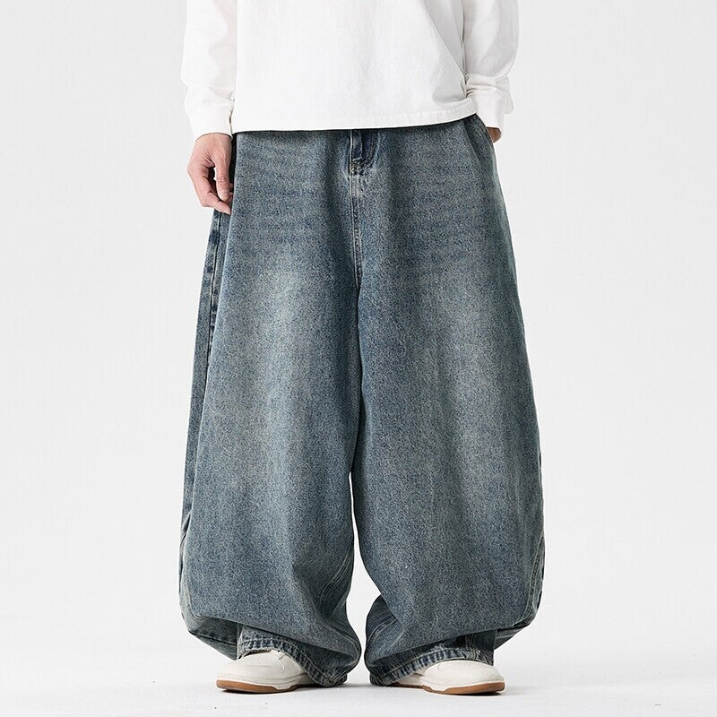 Extreem wijd vallende baggy herenjeans met laag kruis en ballonzoom