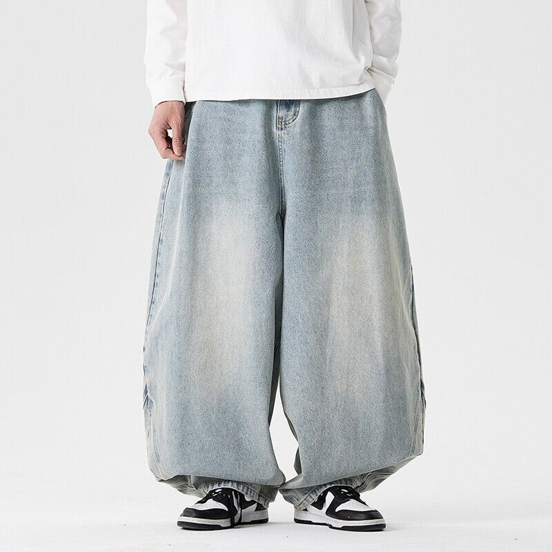 Extreem wijd vallende baggy herenjeans met laag kruis en ballonzoom