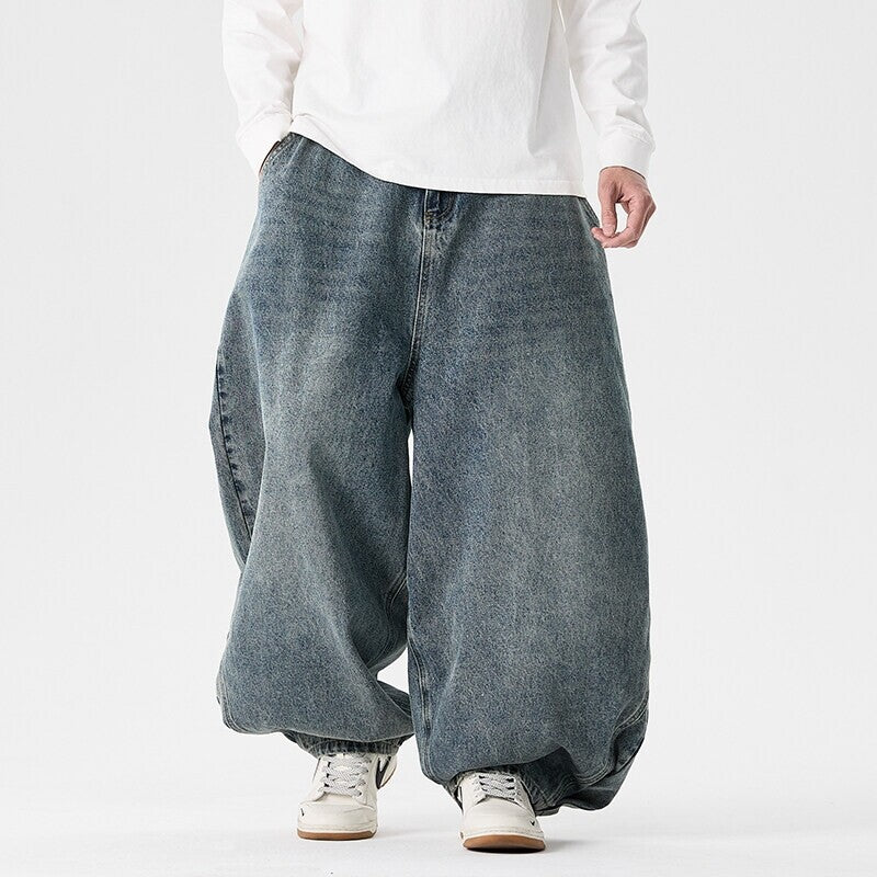 Extreem wijd vallende baggy herenjeans met laag kruis en ballonzoom
