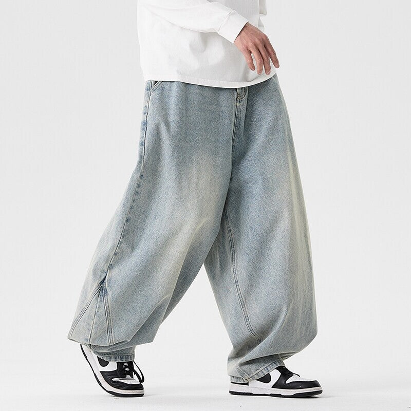 Extreem wijd vallende baggy herenjeans met laag kruis en ballonzoom