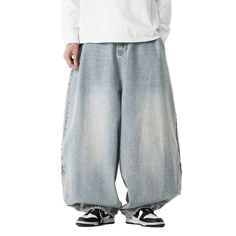 Extreem wijd vallende baggy herenjeans met laag kruis en ballonzoom