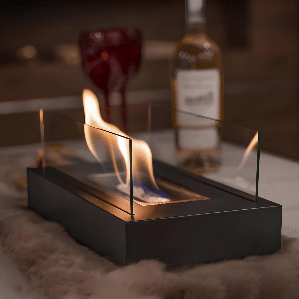 FLAMEGLOW – Draagbare Bio-ethanol Tafelhaard voor Stijlvolle Vlam Ambiance