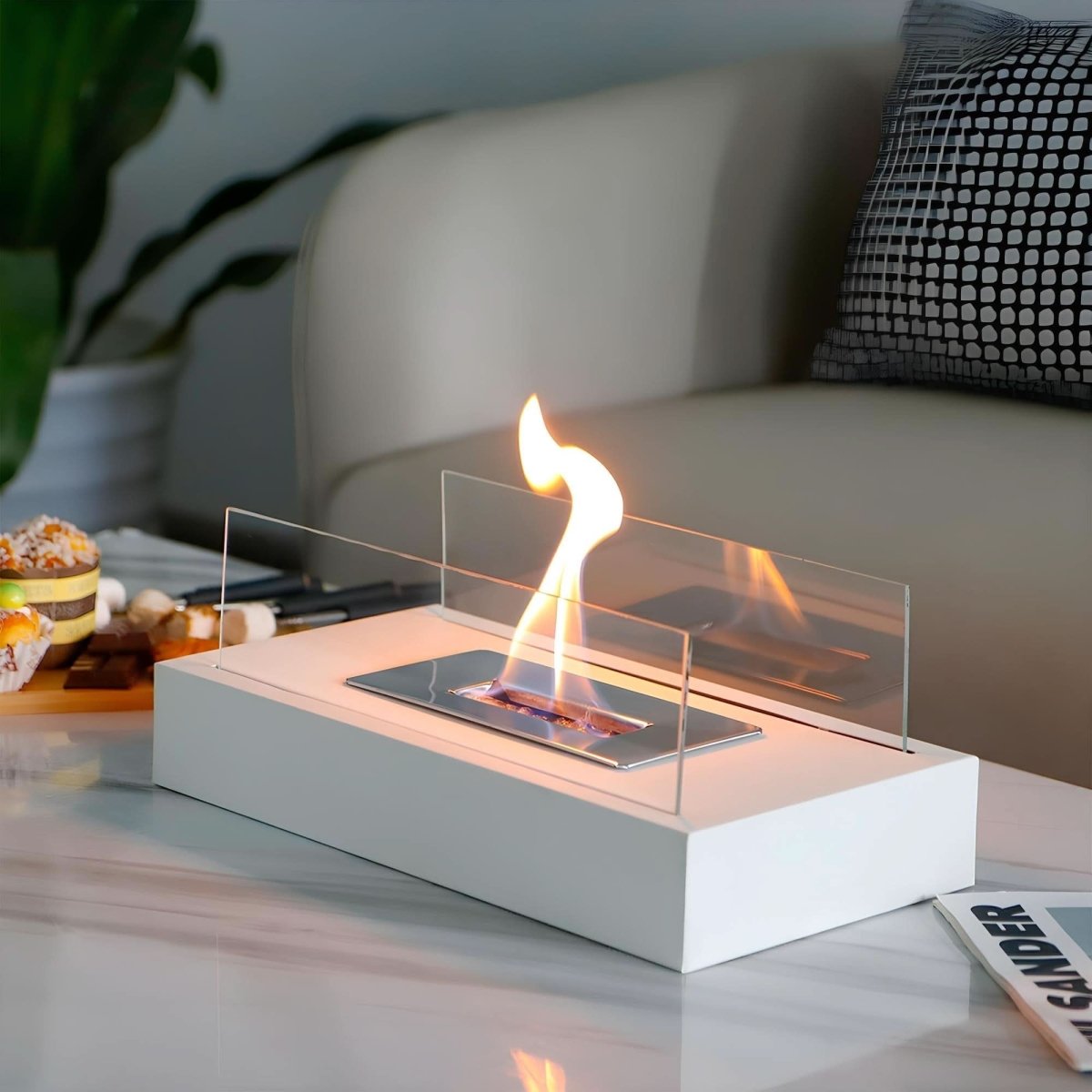FLAMEGLOW – Draagbare Bio-ethanol Tafelhaard voor Stijlvolle Vlam Ambiance