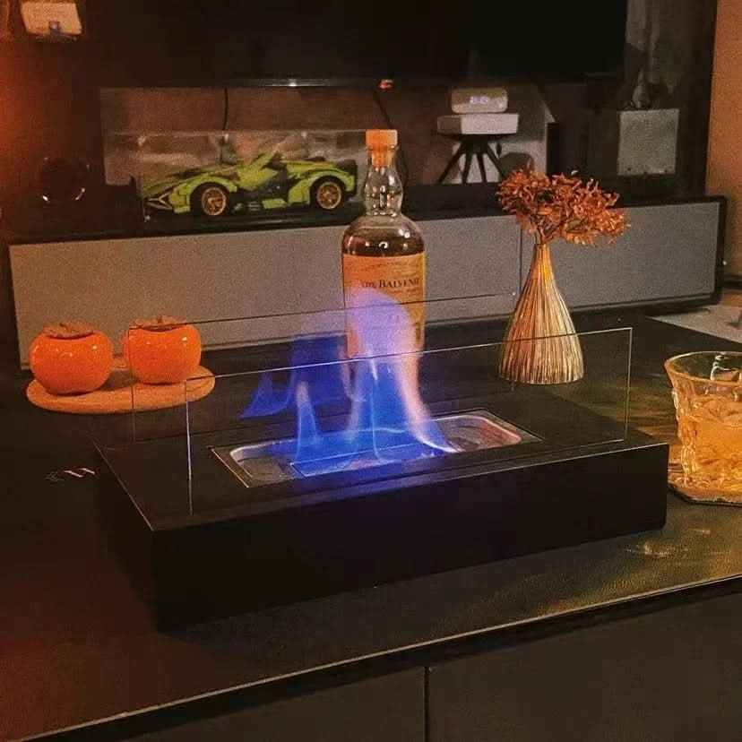 FLAMEGLOW – Draagbare Bio-ethanol Tafelhaard voor Stijlvolle Vlam Ambiance