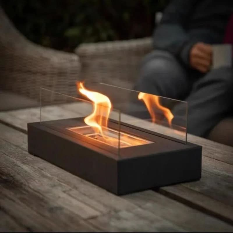 FLAMEGLOW – Draagbare Bio-ethanol Tafelhaard voor Stijlvolle Vlam Ambiance