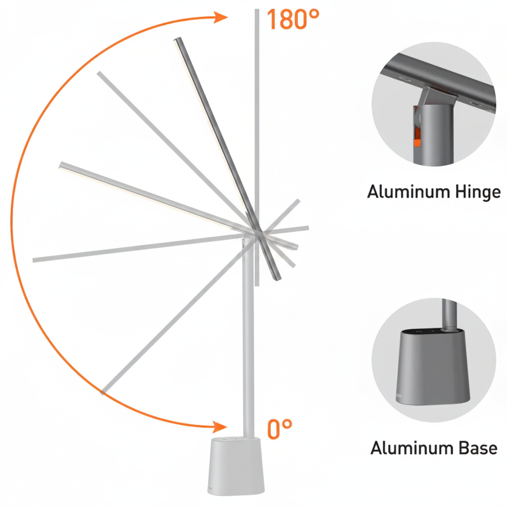 FOLDLITE – Intelligente, opvouwbare LED bureaulamp met batterij en dimfunctie