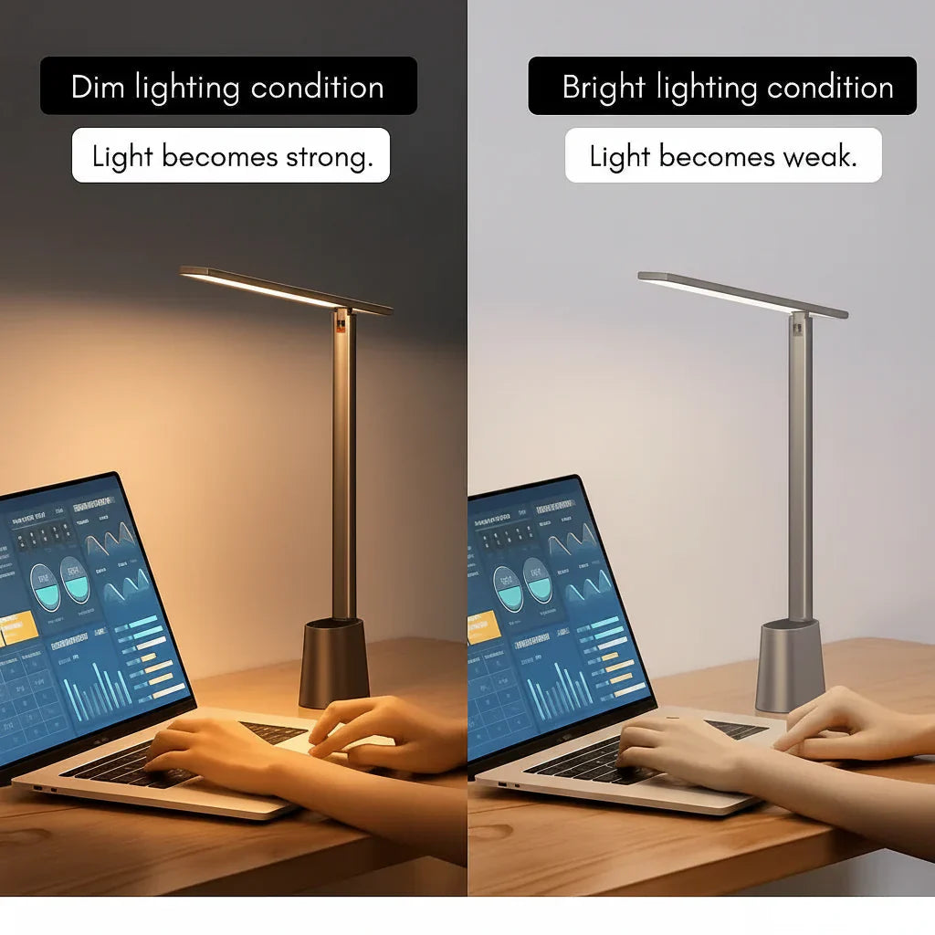 FOLDLITE – Intelligente, opvouwbare LED bureaulamp met batterij en dimfunctie